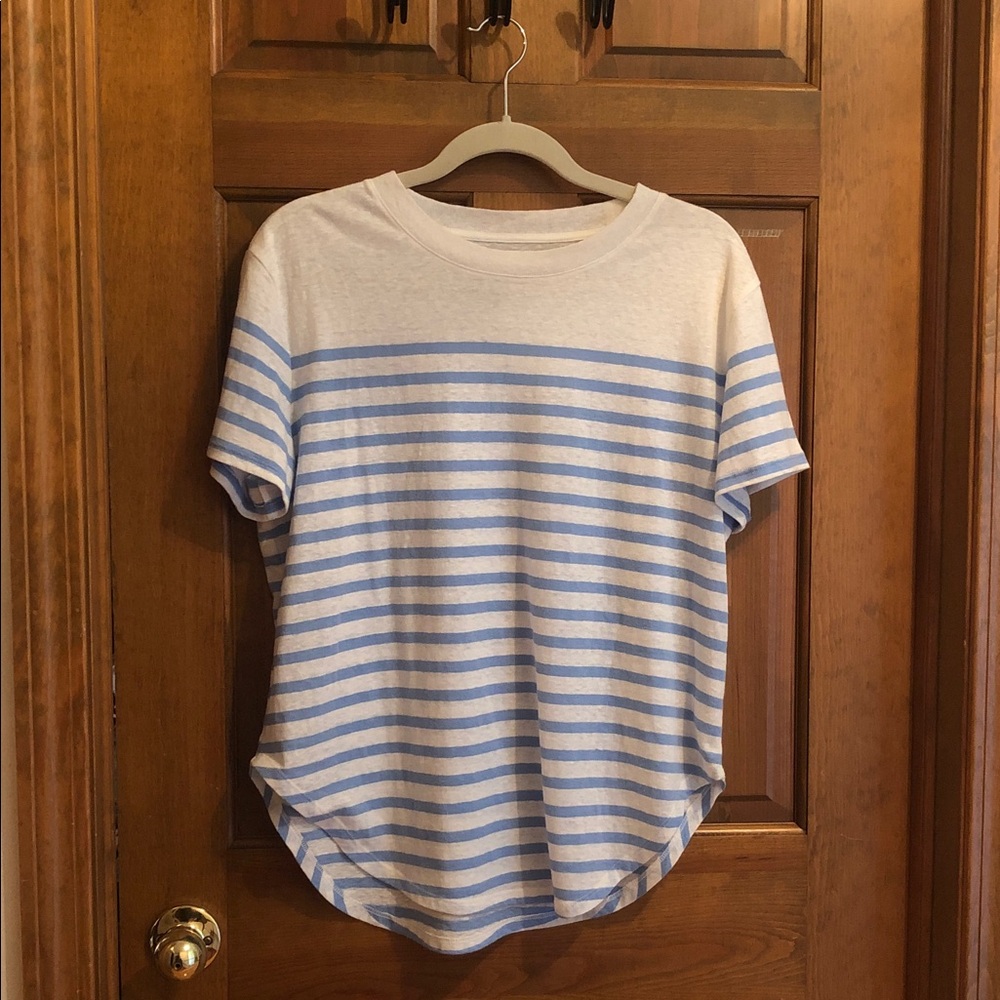 Lou & Grey Heathered Blue and White Striped Tee